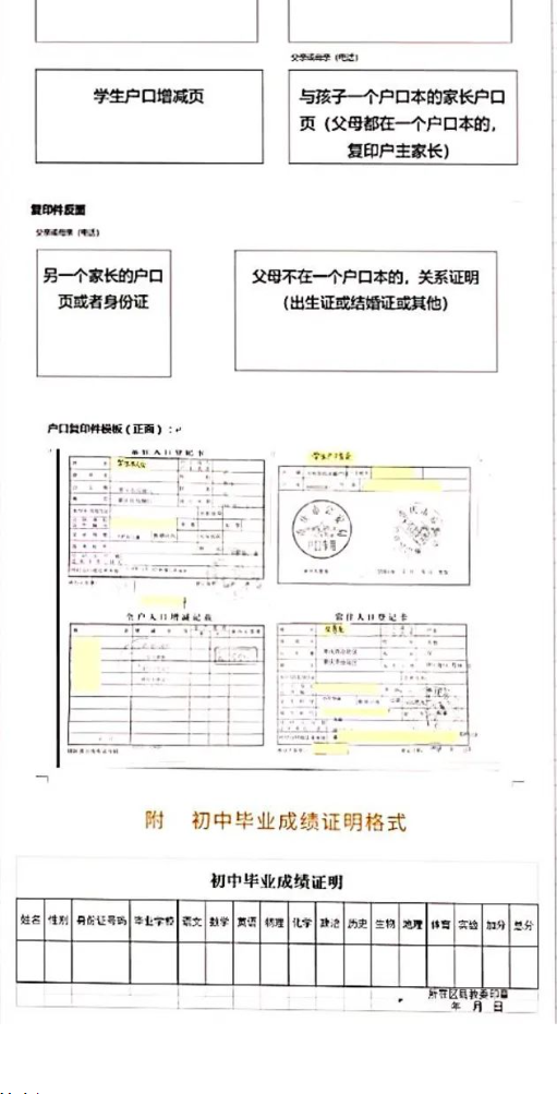 戶口簿和初中畢業(yè)證復(fù)印模板